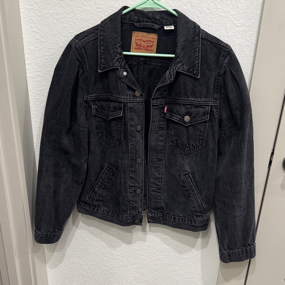 Levi's Dark Gray Denim Puffy Shoulders Jacket
